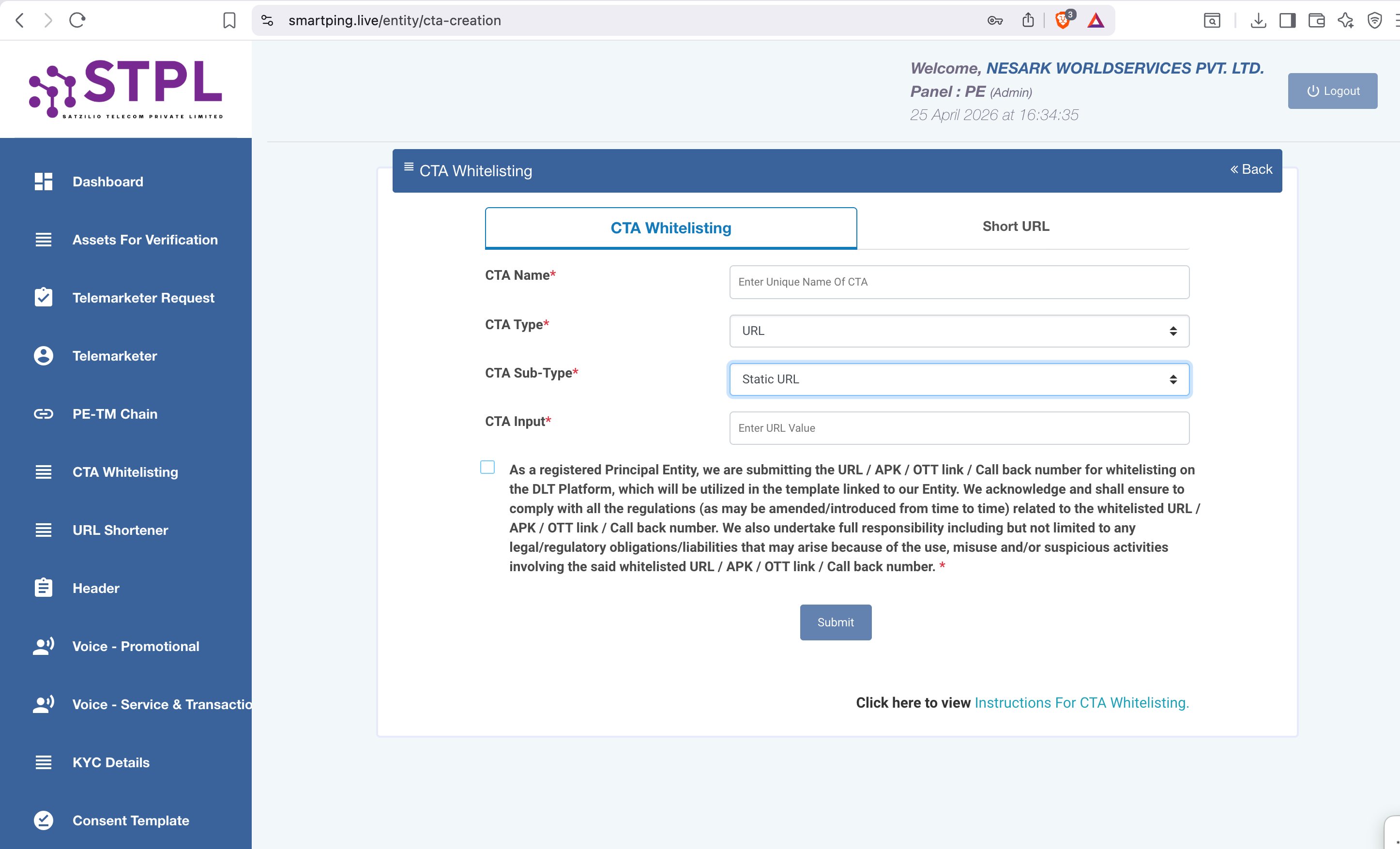 SmartPing CTA Whitelisting Form