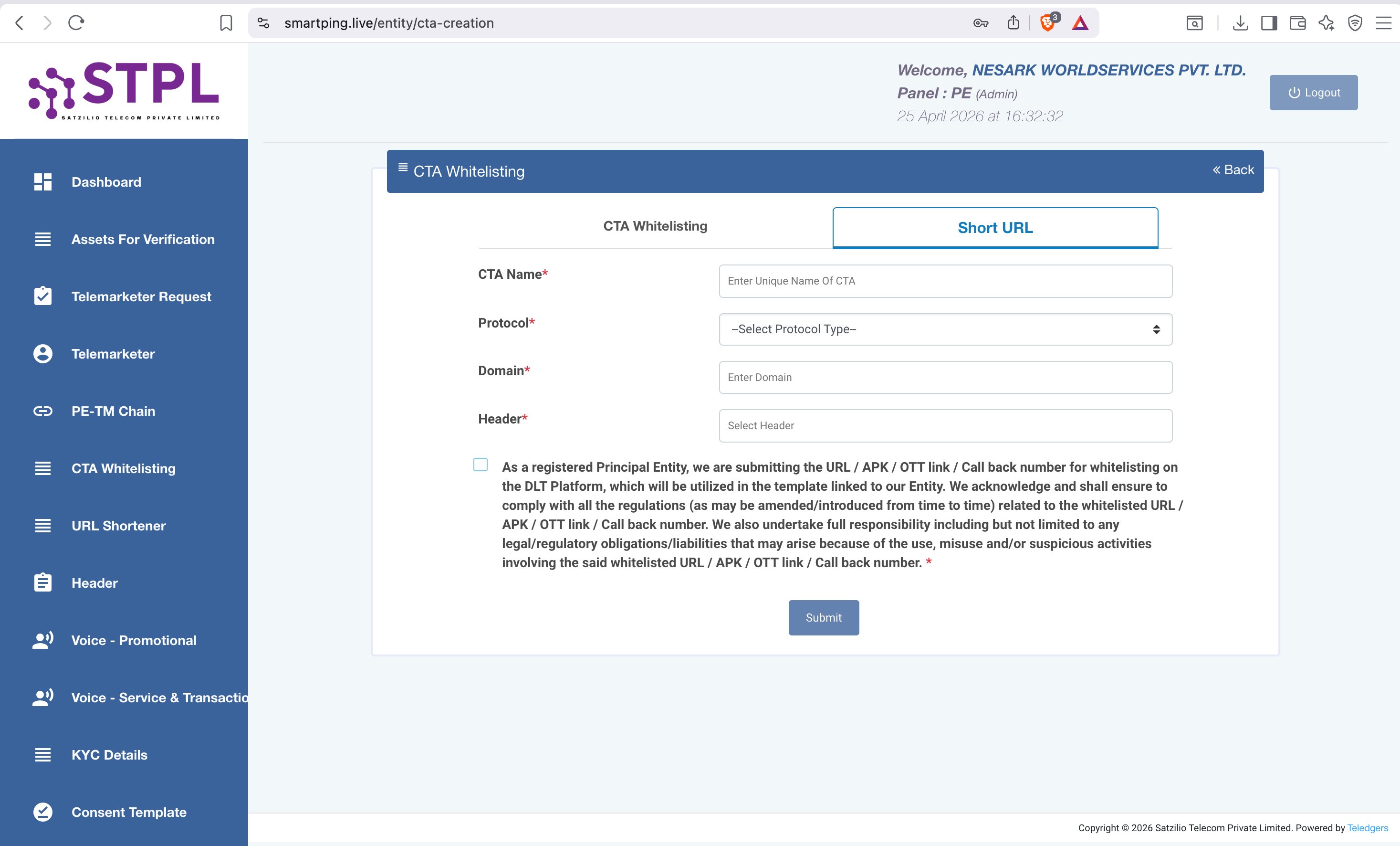 SmartPing Short URL Form