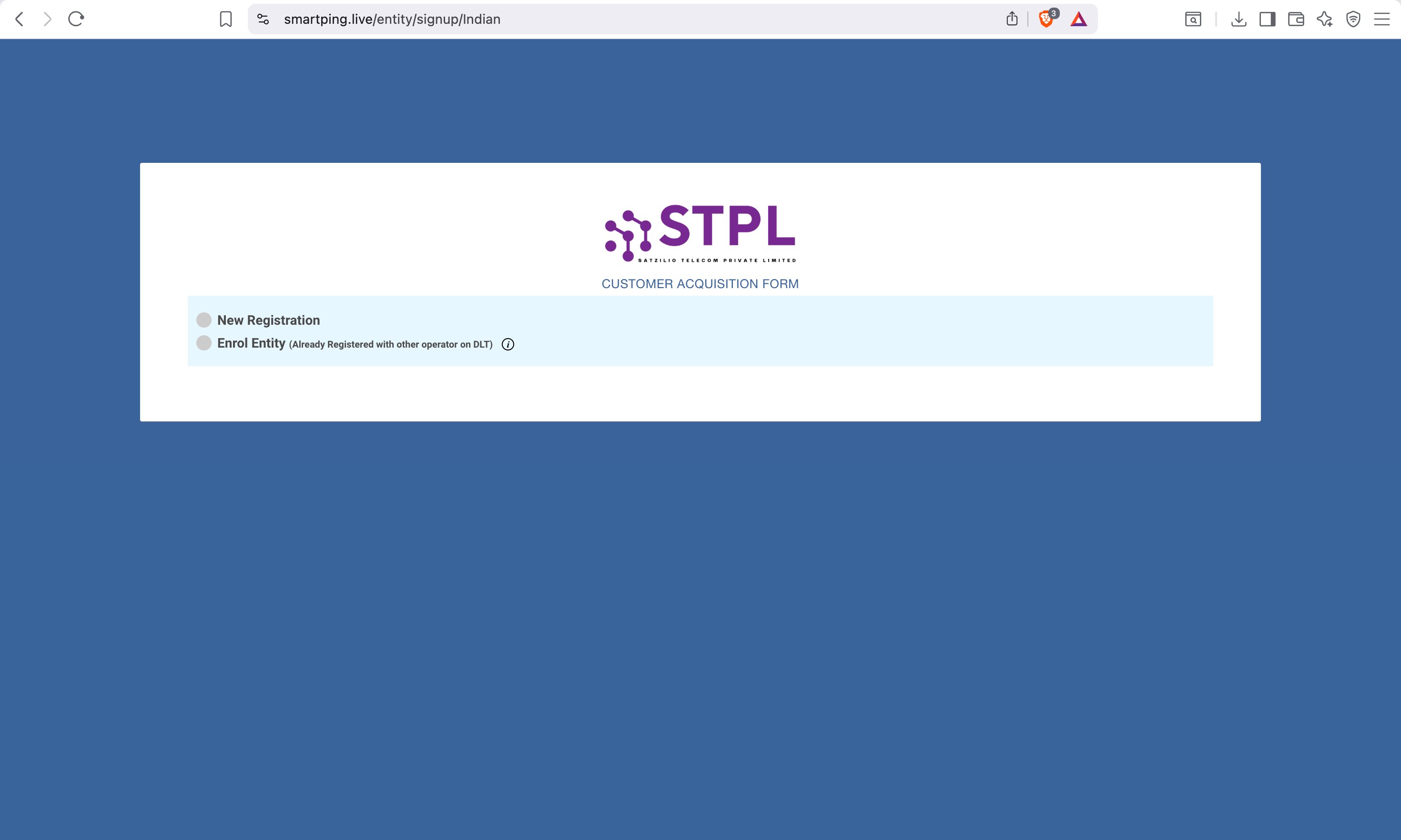 SmartPing — Customer Acquisition Form (smartping.live/entity/signup/Indian)